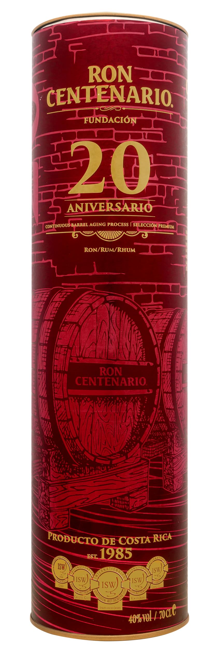 Ron Centenario | Fundación 20 Aniversario | Hergestellt im Solera-Verfahren | Weich und harmonisch im Geschmack | Ausgezeichnet mit der Silbermedaille bei der Tokyo Whisky & Spirits Competition |700ml