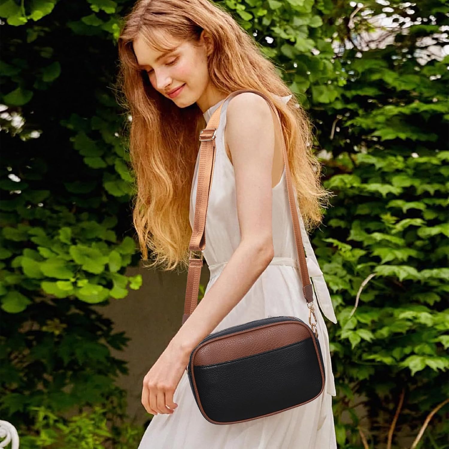 GAEKEAO Small Crossbody Bags for Women Vegan Leather Wide Strap Trendy Design Camera Bag Purse Shoulder Handbag Travel - Image 2