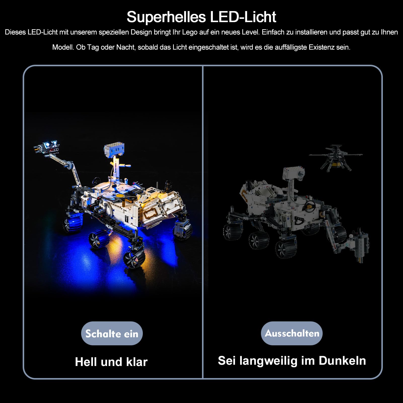 Zestaw oświetlenia zdalnego sterowania dla Lego NASA Mars Rover Perseverance 42158 (nie model Lego), zestaw oświetlenia LED dla NASA Mars Rover Perseverance kreatywna zabawka
