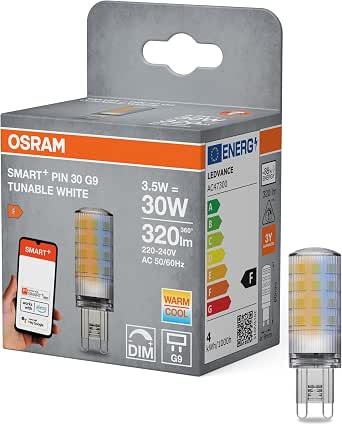 OSRAM Lampada LED SMART+ WiFi SPECIAL PIN CL 30 con attacco G9 retrofit, 3,5W, 320lm, 2700K-6500K, luce bianca regolabile, dimmerabile, lunga durata, facile installazione, controllo tramite app