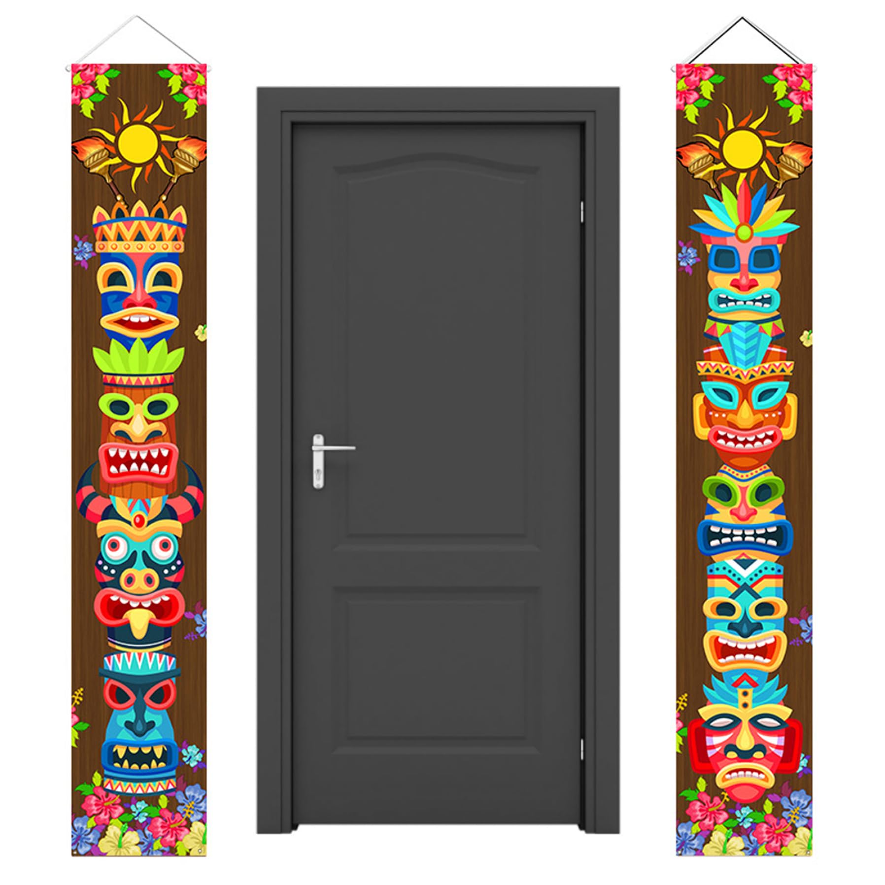 Peosaard Hawaiian Party Decorations Tiki Luau Banner Tropical Party Door Sign For Aloha Moana Birthday Style 1, Tiki Luau Banner