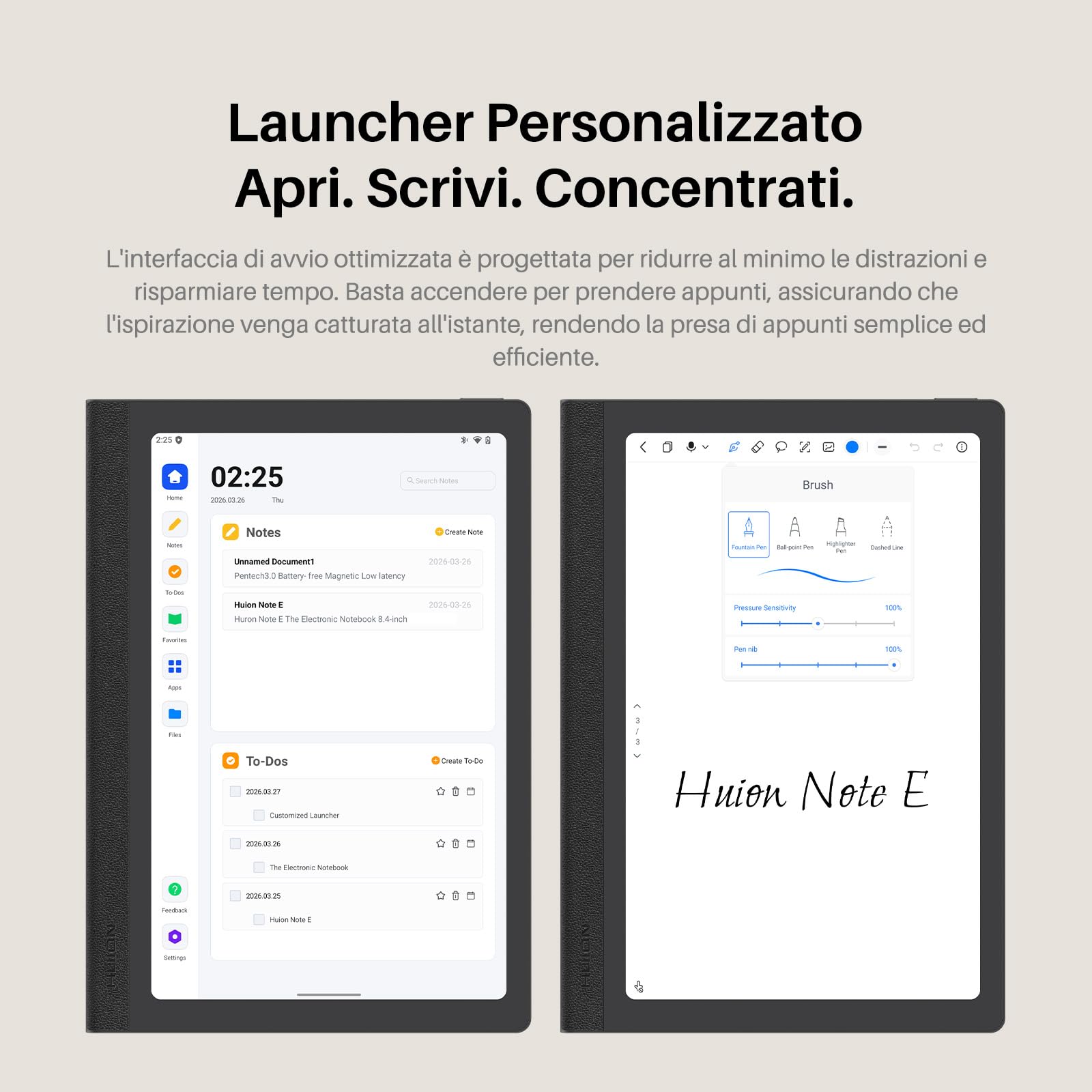 Huion NoteE 8,4”Taccuino elettronico Android, penna magnetica senza batteria con 8192 livelli di sensibilità alla pressione, memoria da 6+128GB, lettore di impronte digitali, sincronizzazione su cloud