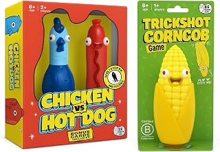 Big Potato Chicken vs Hotdog + Trickshot Corncob | Hilarious Flip Challenge Party Game Bundle for Families, Adults & Kids | Fun for Indoor & Outdoor Play, Garden Parties & Game Night