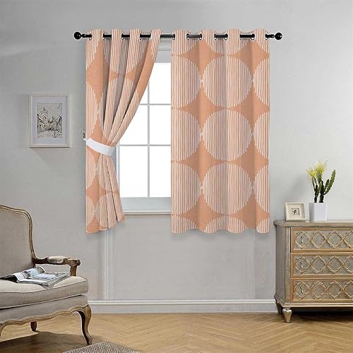 Miniatura 3 de Blackout Window Curtains Orange Abstract Lines Door Curtains Cortinas para Ventanas De Cuarto 110Inch Width by 96Inch Length,2 Panels