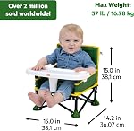 Bright Starts John Deere Chaise de booster portable Pop 'N Sit, assise au sol, utilisation intérieure/extérieure, pliage compact, vert et jaune, 6 Mousse - 3 Années