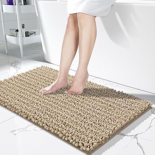 Miniatura 133 de Yimobra Alfombras de baño grandes antideslizantes lavables de 36 x 24 pulgadas, tapete de baño de chenilla ultra suave y absorbente, alfombra de