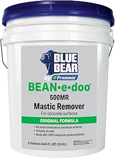 Blue Bear® 500MR Bean•e•doo Mastic Remover –Professional Soy-Based Adhesive Remover for Carpet, Tile & Asbestos Mastics – Low-Odor, Non-Toxic, Safe for Schools & Hospitals – 5 Gallon