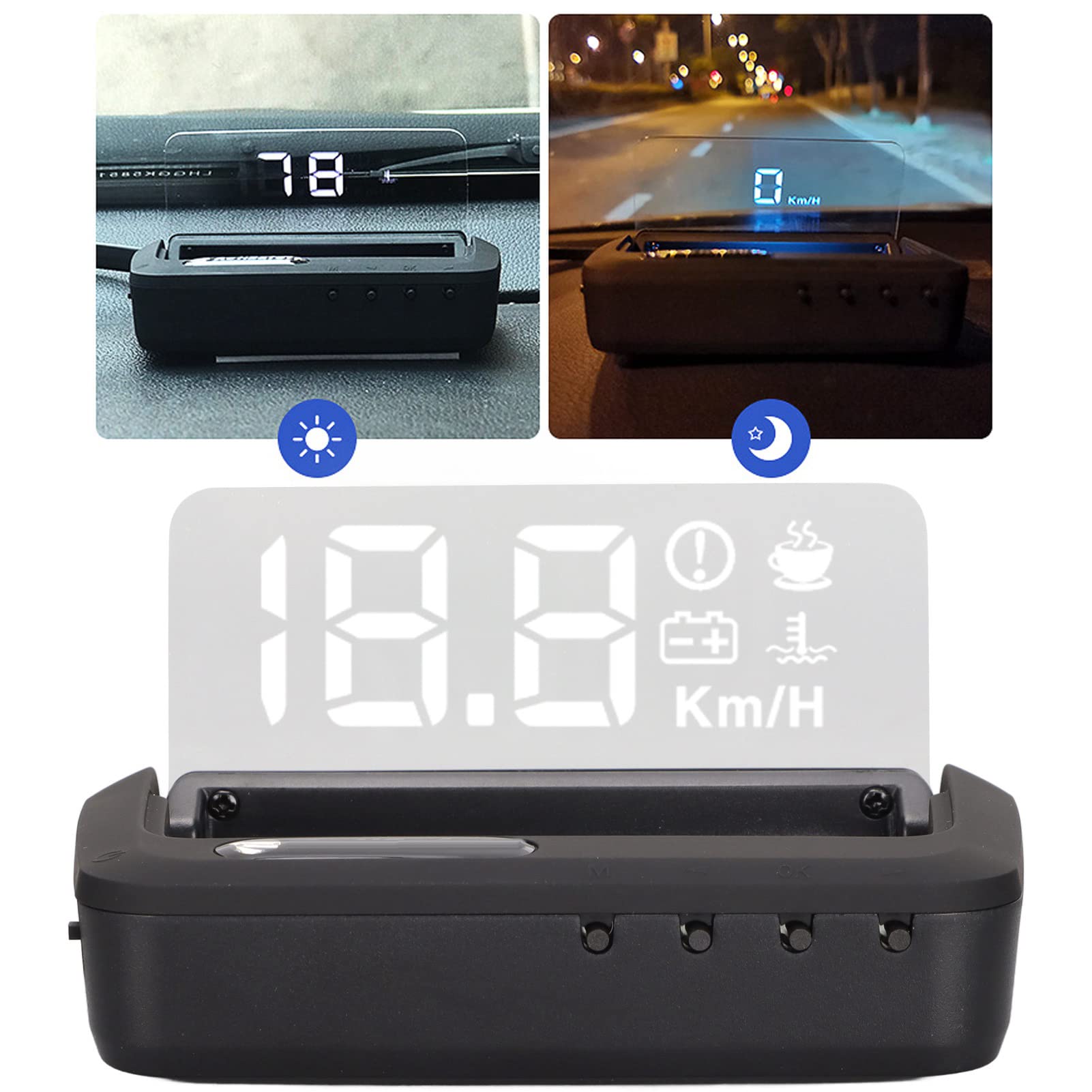 Car HUD, Easy Installation Practical Multifunction Windshield Screen for 2008up OBDII Vehicle