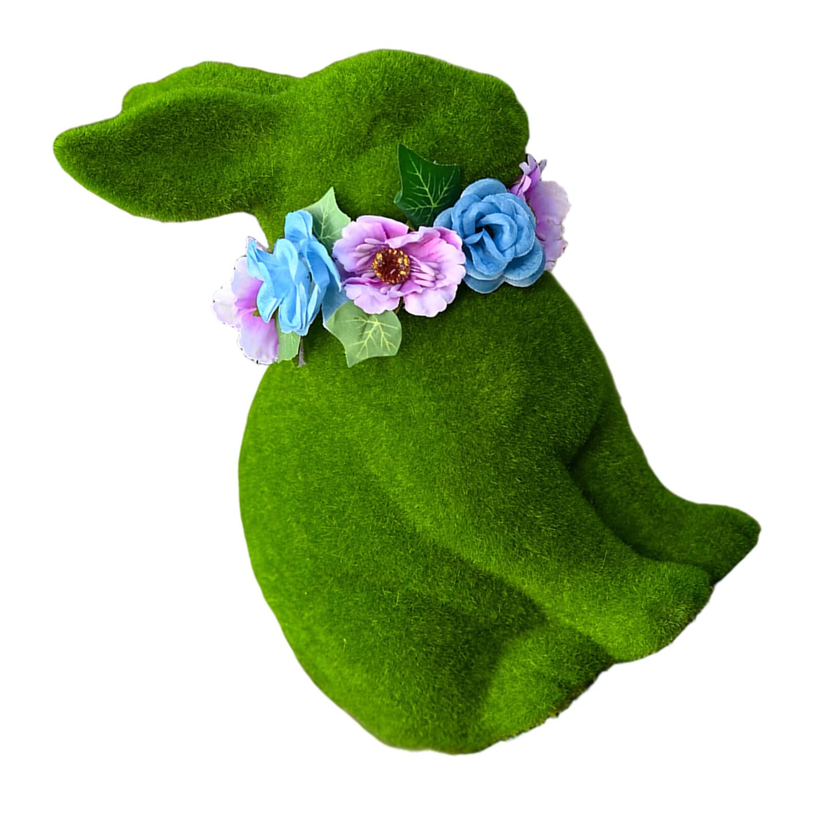 Conejito de Pascua Flocado de Resina Verde de 25 Cm para Decoración de Jardín y Fiesta, Figura Decorativa de Conejo Portátil para Exteriores E Interiores, Adornos para Pascua