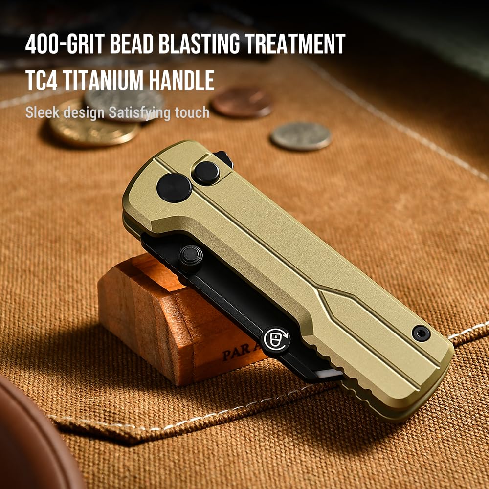 OKNIFE U1 Ultra Pocket Folding Utility Knife with Ceramic Blade, Lightweight O-Aluminum Handle Box Cutter with Clip, Button Lock Pocket Knife for Men Women (Olive Green)