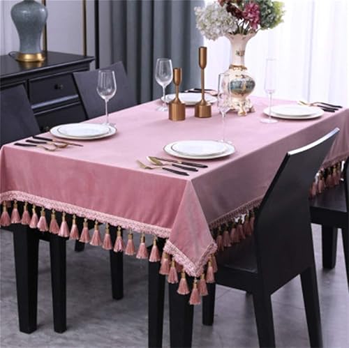 Elegante y lujoso mantel cuadrado pequeño y grande de lujo, terciopelo sólido noble, rectangular, elegante, mantel con borlas, mantel rectangular