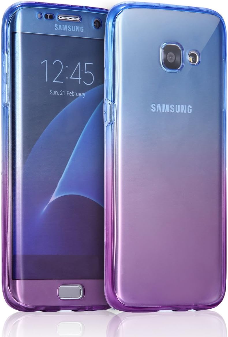 Galaxy A5 2017 Case, Happy360 Shockproof TPU 360 Degree Protective Clear Crystal Rubber Soft Case Cover for Samsung Galaxy A5 2017, Blue to Purple