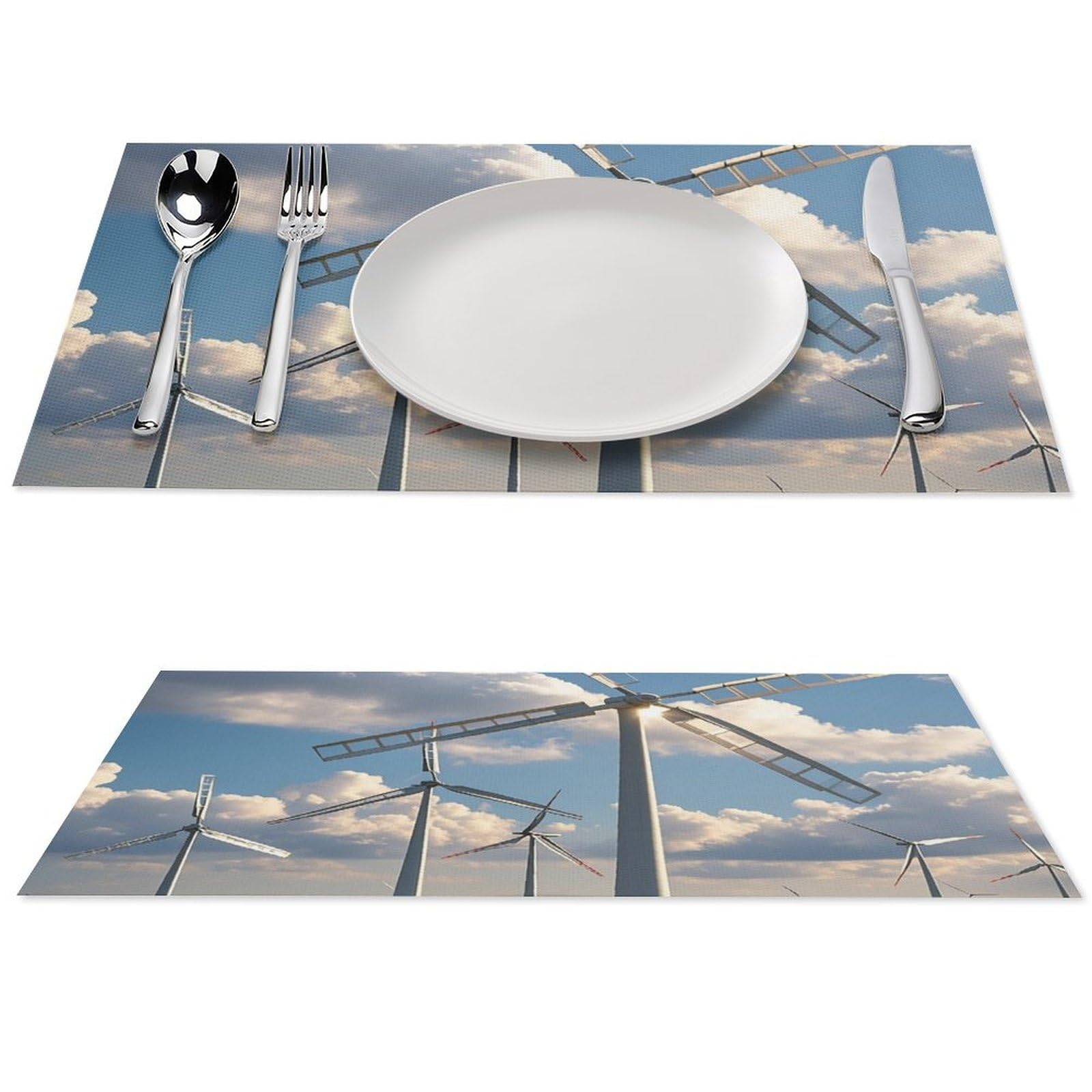 Sets de table de cuisine moulins à vent PVC résistants à la chaleur pour restaurant