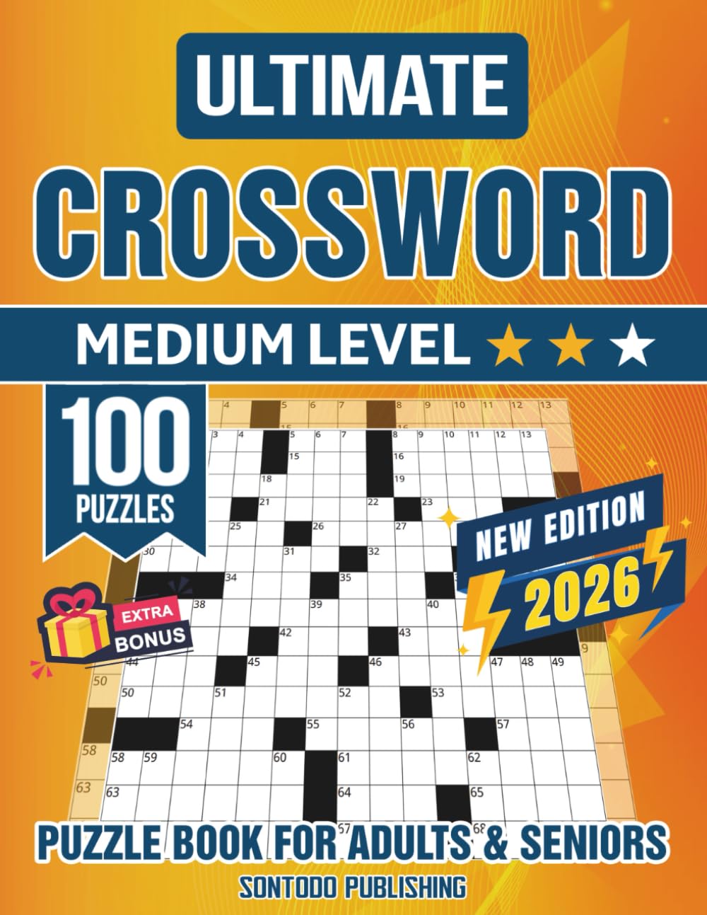 Medium Crossword Puzzle Books For Adults and Seniors - 100 Big Font, Eye-Friendly Puzzles: Entertaining Brain Workouts with Verified and Non-Repetitive Clues for Cross word Lovers