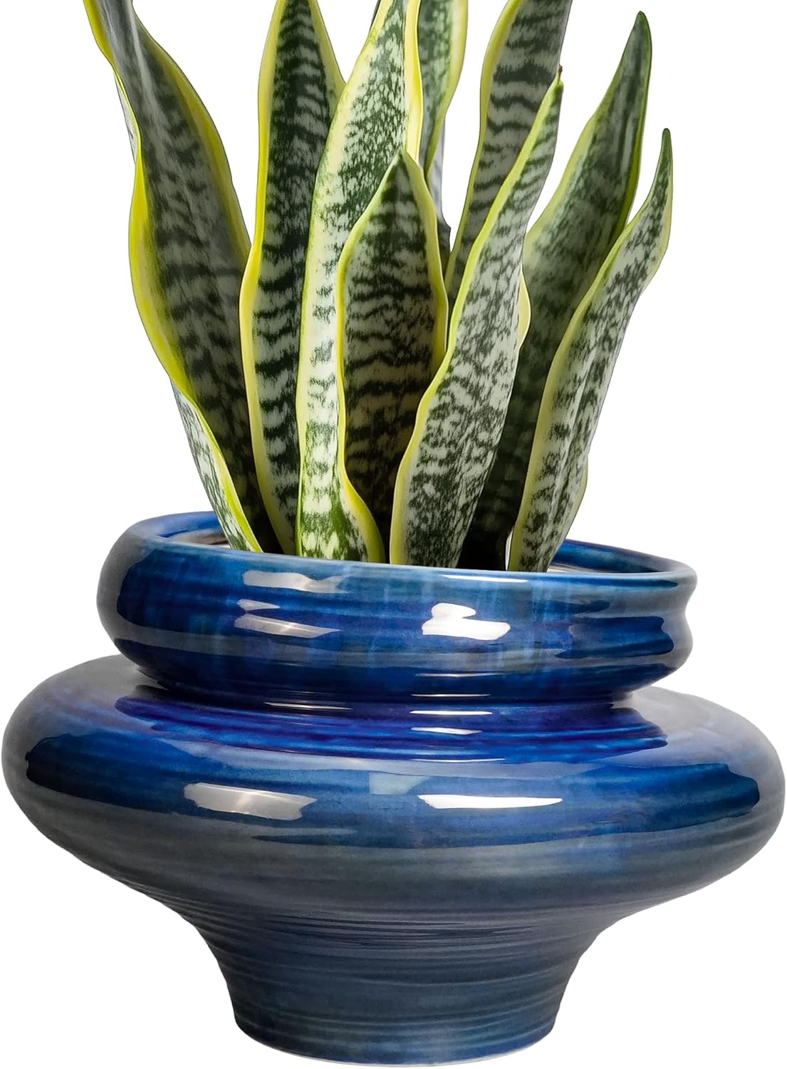 Ceramic Pots for Plants - 11 Inch Ceramic Planter for Indoor Outdoor, Unique Planters with Drainage Hole, Decorative Flower Pot, House Office Garden Decor, Plants Lover Gifts, Blue Blue (11.2 X 7.8 In)