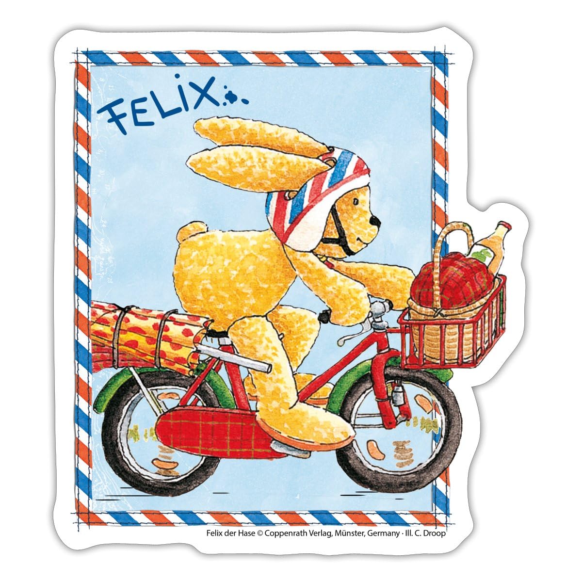 Felix Der Hase Fahrradausflug Briefmarke Sticker Aufkleber Spielzeug