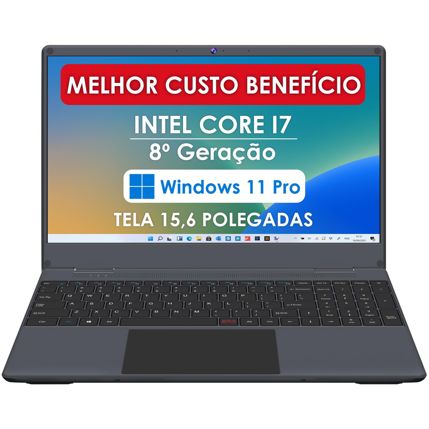 Notebook Intel Core i7 8º Geração 16GB SSD 512GB Tela 15,6