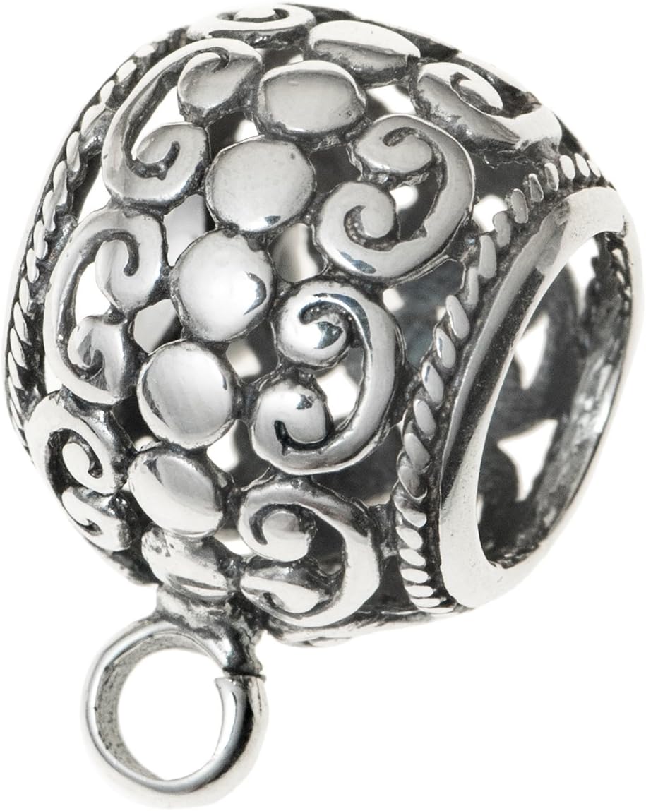 1pc .925 Sterling Silver Filigree Flower Bail Clasp Pendant Connector/Findings/Antique