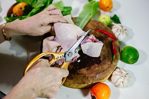 Miniatura 2 de Noir Lions Tijeras de cocina resistentes doradas de 85 pulgadas tijeras de acero inoxidable para aves de corral abridor de botellas para huesos