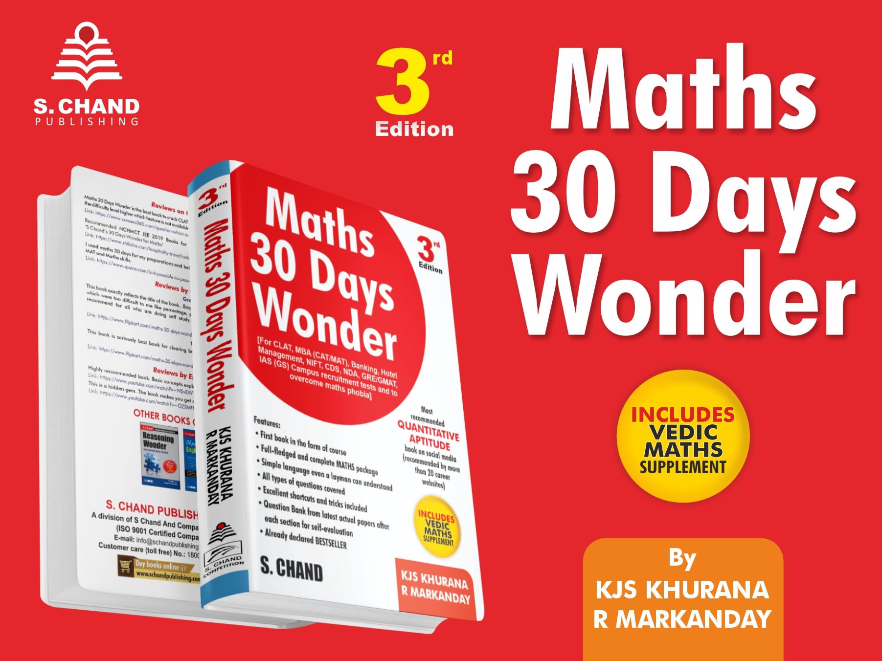 Maths 30 Days Wonder (3e) Book 2026-2027 Best for SSC, CLAT Exam, MBA/CAT/MAT, CDS/NDA, GRE, GMAT, Management, Banking Competitive Exams | Quantitative Aptitude | Vedic Math | Mathematics Short Tricks 2