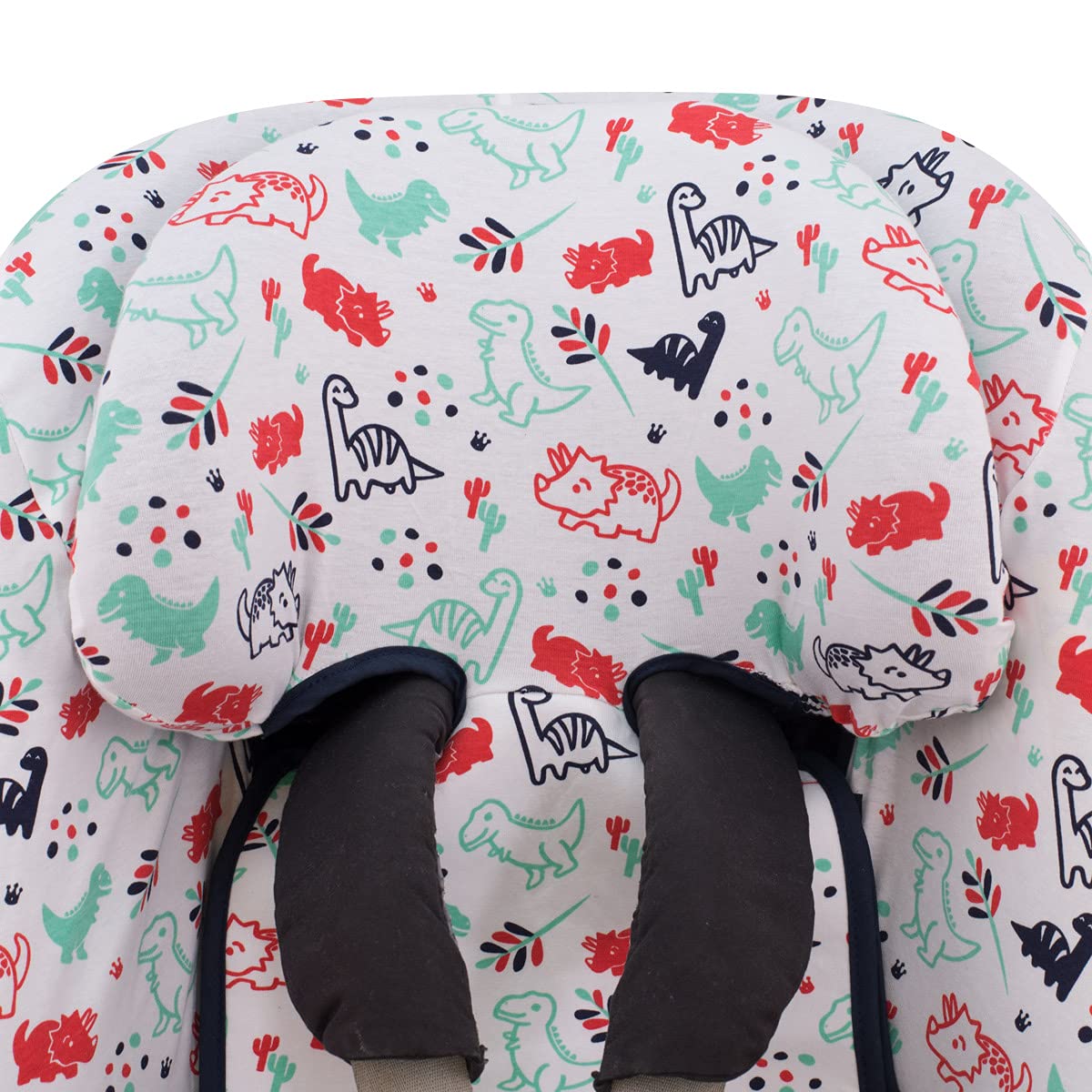 JYOKO Kids Funda de algodón para Silla de Coche Compatible con Maxi Cosi (Dino Party, Maxi Cosi Pearl 360, Mica 360 Pro y Mica Pro Eco I-Size)