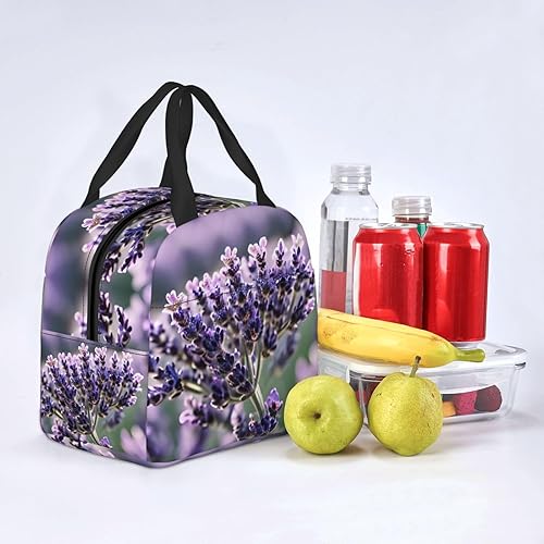 Miniatura 6 de Lonchera de trabajo, bolsa de almuerzo de viaje con flores de lavanda para mujeres y hombres, contenedor de almuerzo aislado reutilizable de gran