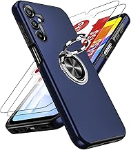 LeYi Cover per Samsung A15 5G/4G con [2 Pack] Vetro Temperato e Protezione Fotocamera, Custodia Anello Supporto Antiurto TPU Silicone Bumper Case Silicone Custodie per Galaxy A 15, Blu