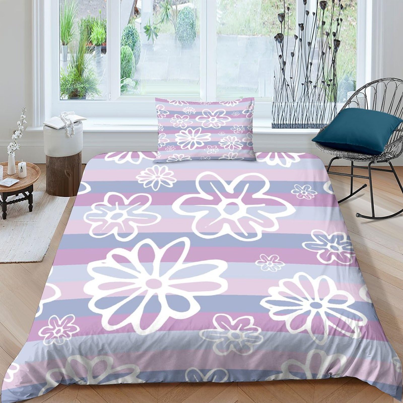 Parure de lit imprimé féminité en microfibre pour une chambre d'enfant douce et fraîche
