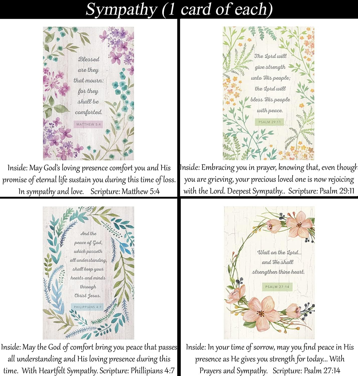 Sympathy Cards ~ No Repeated Designs~ 32 Cards and Designs ~ Christian/Religious Greeting Card Assortment ~ Scripture in every card ~ Envelopes Included