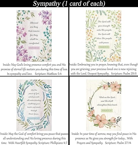 Miniatura 8 de Tarjetas de condolencias ~ Sin diseños repetidos ~ 32 tarjetas y diseños ~ Surtido de tarjetas de felicitación cristianas/religiosas ~ Escrituras en