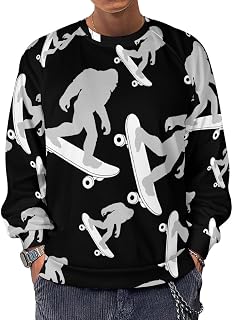 Bigfoot Skateboard Men's Sweatshirts Basic Crew Neck Long Sleeve Pullover Sweater Tees Tops