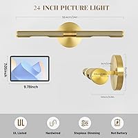 Vista 3 de Luz de cuadro roscada de cableado fijo, luz de cuadro de latón de 24 pulgadas para pared, luces de arte doradas regulables, aplique giratorio