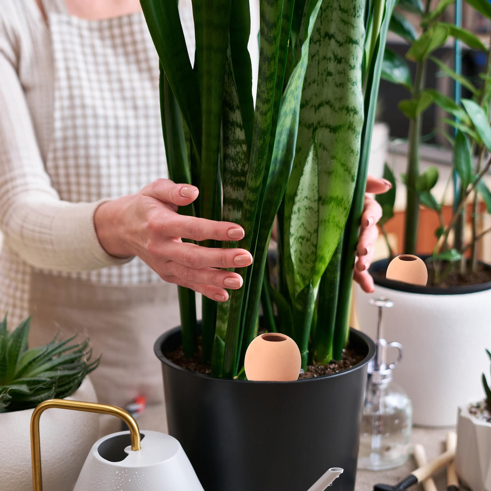 Nuenen 12 Cônes d'Arrosage pour Plantes Boule d'Arrosage Distributeur d'eau Jardinières de Balcon Boules d'Arrosage Plantes en Argile Aide à l'Arrosage Automatique pour Intérieur Extérieur