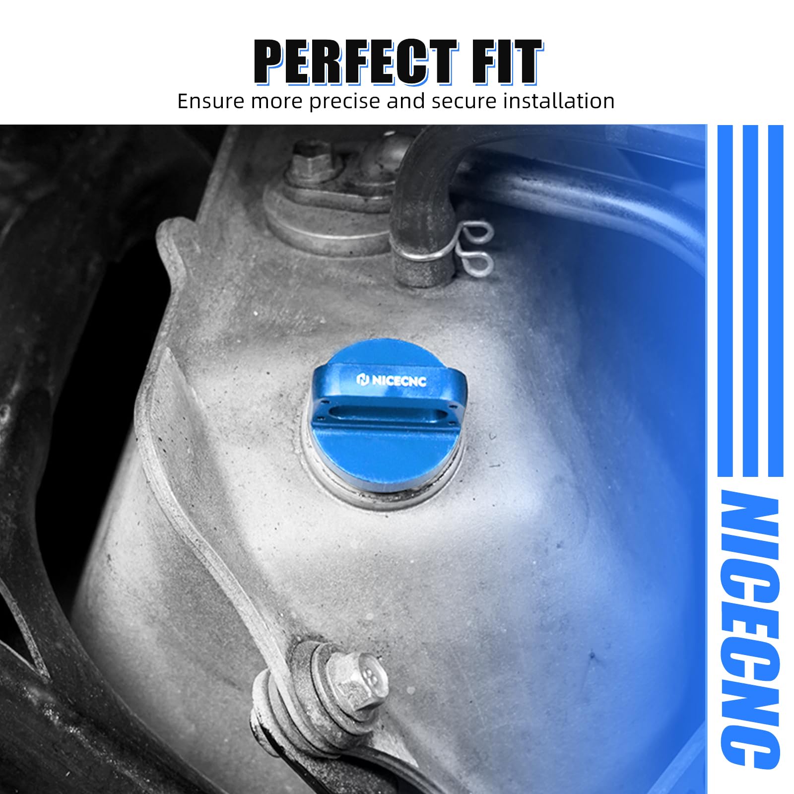 NICECNC Jauge d'huile moteur bleue T6 en aluminium Compatible with Raptor 700 YFM700 YFZ 450 2004-2009, 2012-2013, remplacement pour 5LP-21761-00-00 5LP-21761-00-00 Voir montage