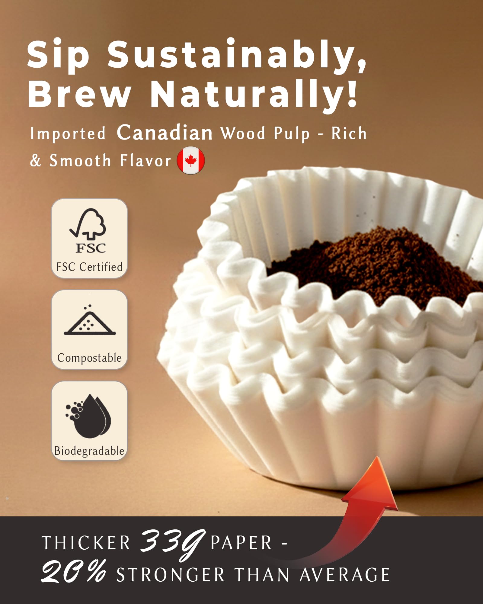 Brew Choice 5 Cup Basket Coffee Filters, 200 Count - 20% Thicker Small Coffee Filters Paper Compatible with Mr. Coffee & 4-5 Cup Coffee Makers - 3