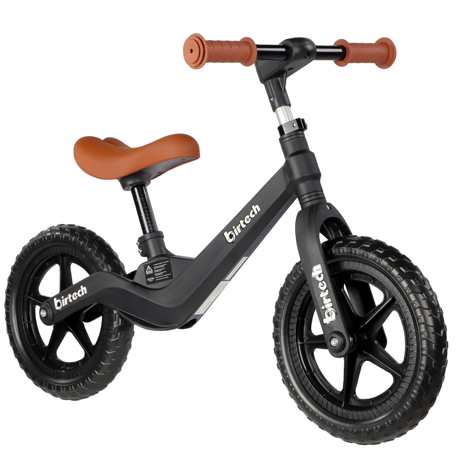 Birtech Kids Balance Bike, 12 Inch Nylon Frame, Adjustable Seat, EVA Tires for Toddlers Aged 2-5 Years (Black)