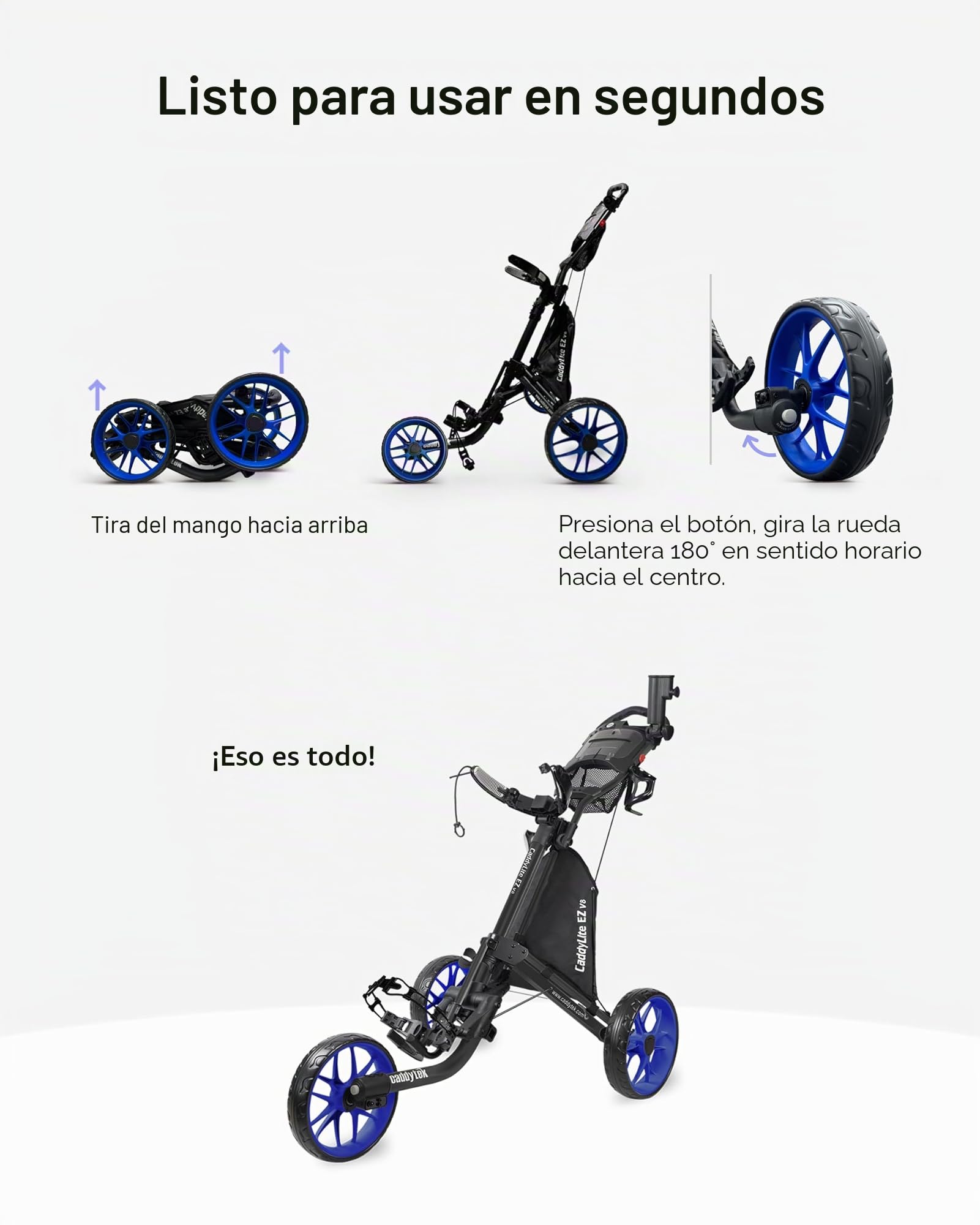 Caddytek CaddyLite EZ V8 3 Wheel Golf Push Cart Foldable Lightweight with Foot Brake
