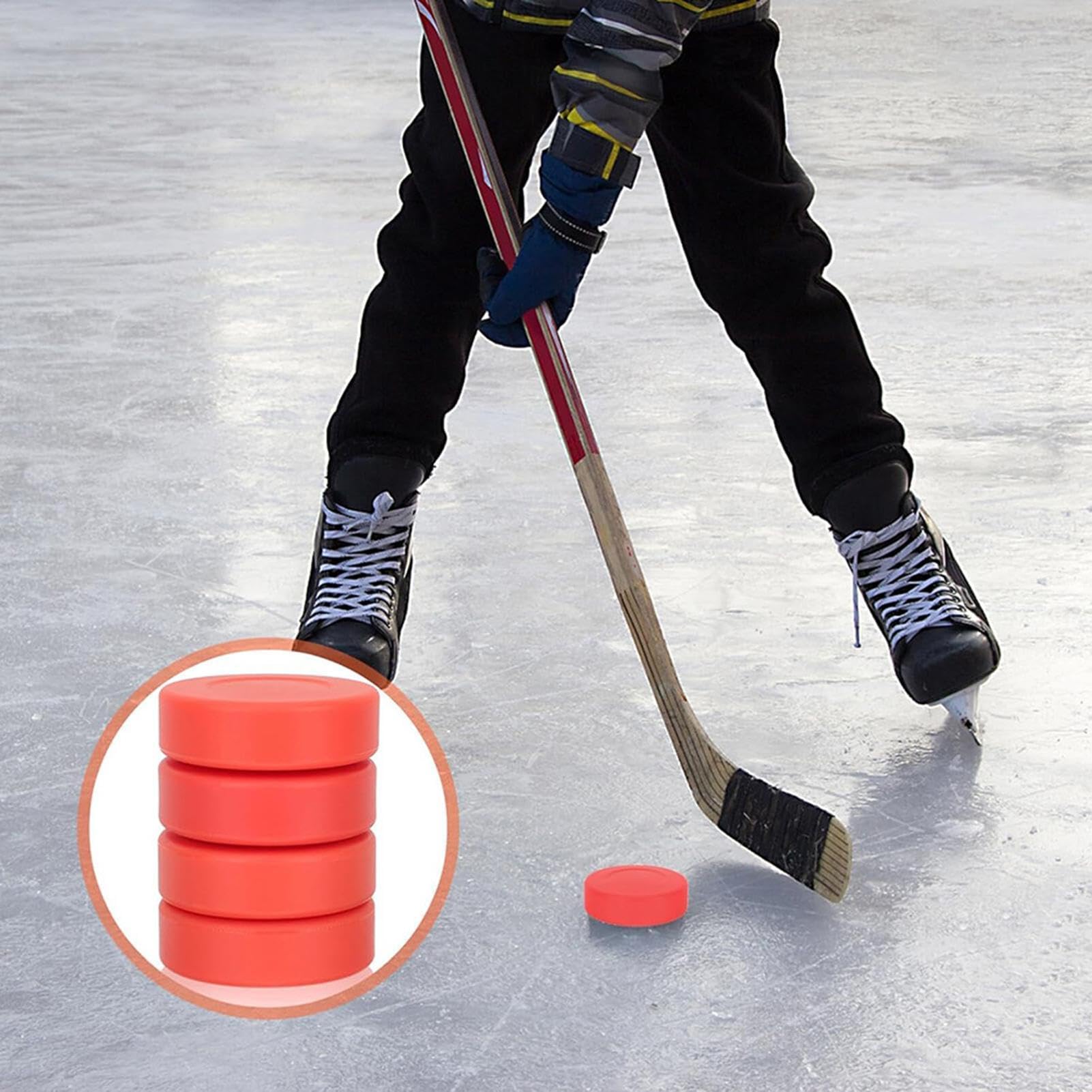 Lot de 4 palets de hockey sur glace - 6,9 x 1,8 cm - En PVC et caoutchouc - Pour entraînement professionnel pour enfants et adultes - Équipement d'entraînement durable sur la rue et sur glace pour le