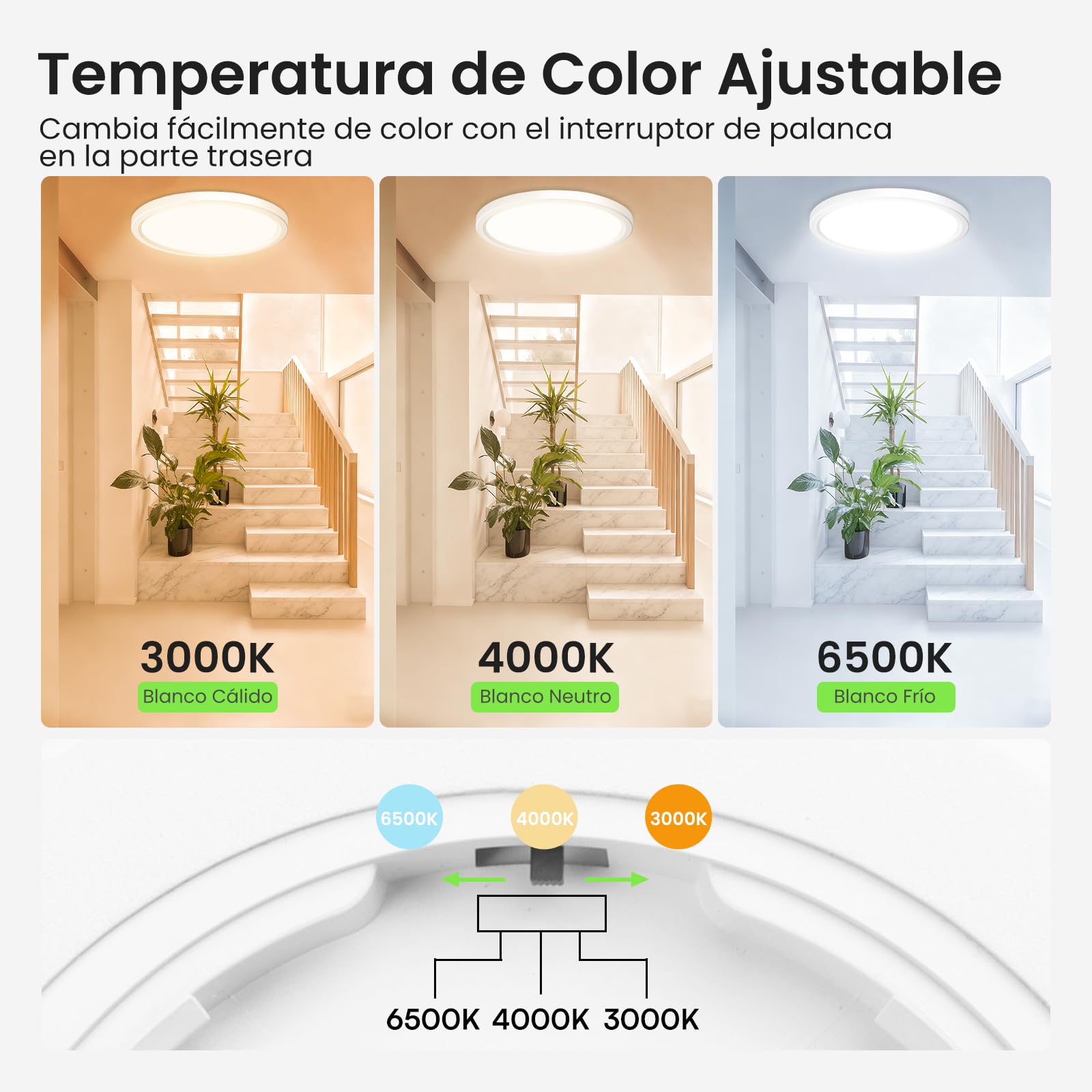 ALUSSO Plafon LED Techo Con Sensor de Movimiento Radar, 18W 1600LM 3000K/4000K/6500K Lampara Techo, IP44 Lampara LED Plafones para Pasillo, Porche, Escaleras, Garaje, Cocina, Ø22cm
