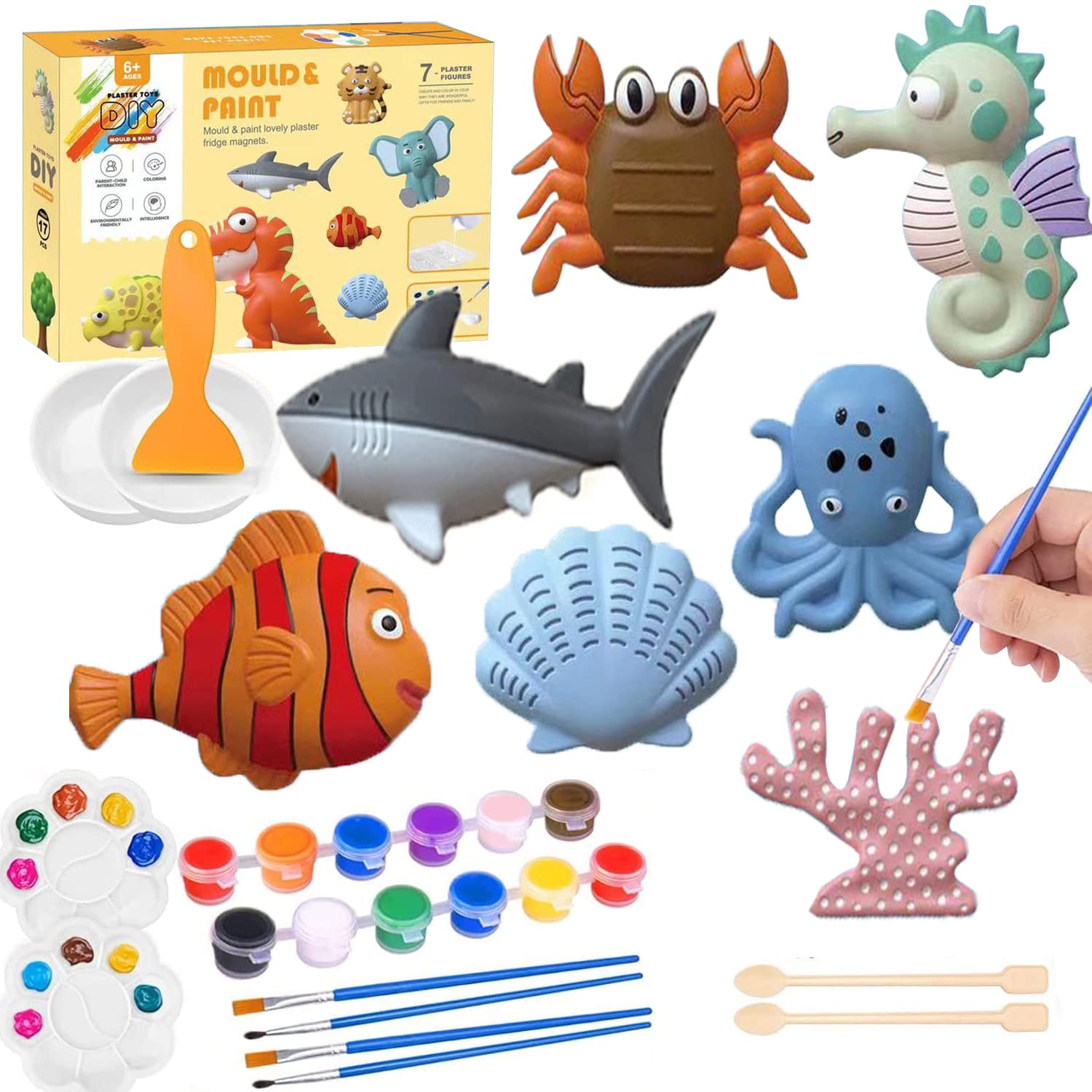 AM ANNACrafts and Arts Set Painting Kit for Kids - 16 PCS DIY Painting Kit,Painting Your Own Creative Activity Toys Gift for Boys & Girls Age 4-6, 8-12, 6-8 (Ocean)