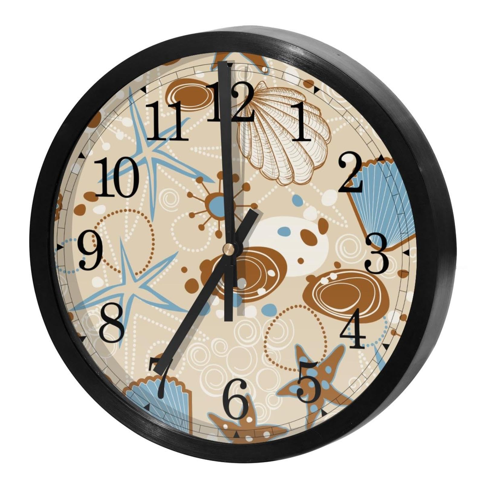 Horloge murale silencieuse à quartz motif étoile de mer pour cuisine et salon