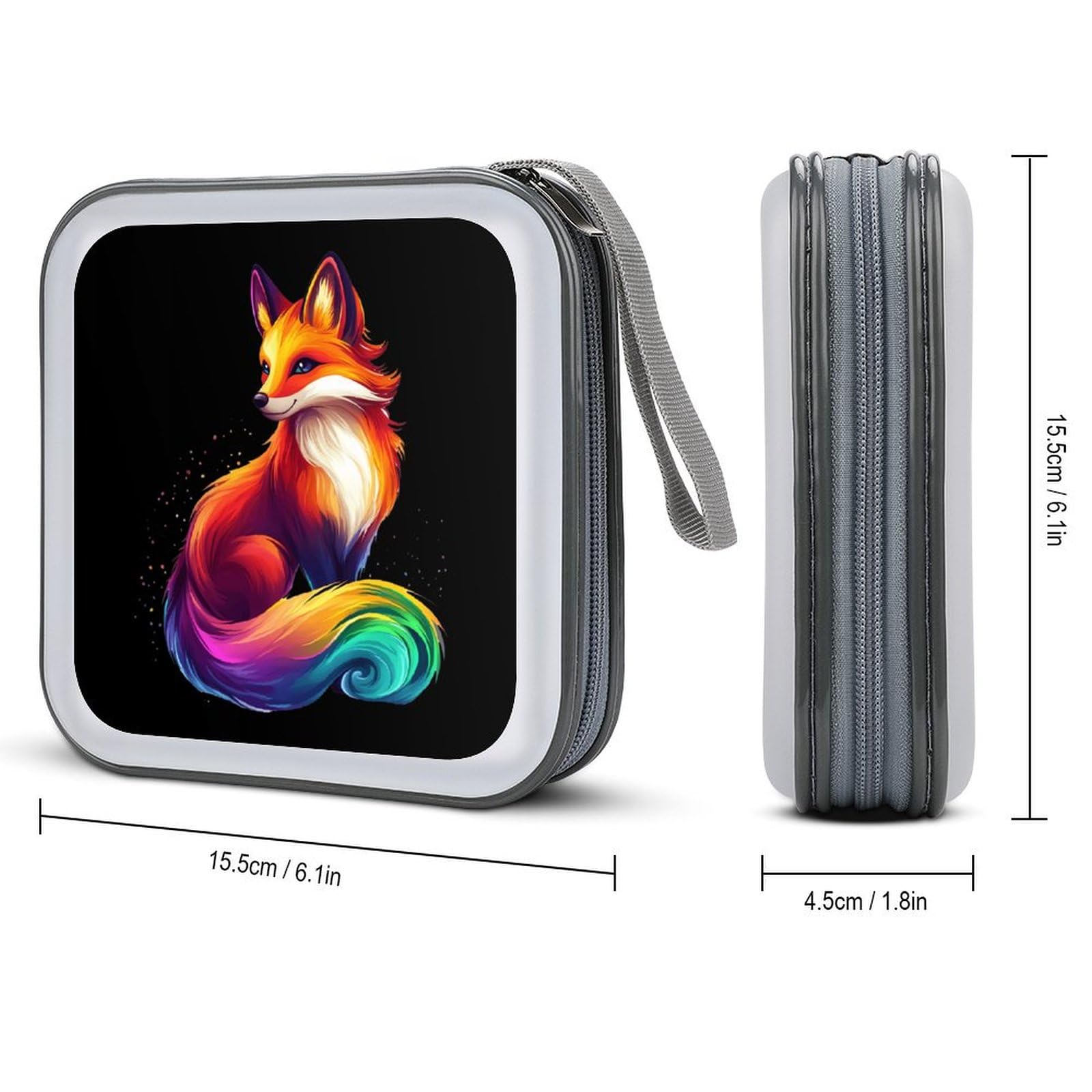 Colorful Fox CD Case Portable DVD Holder Storage Organizer for Home Travel