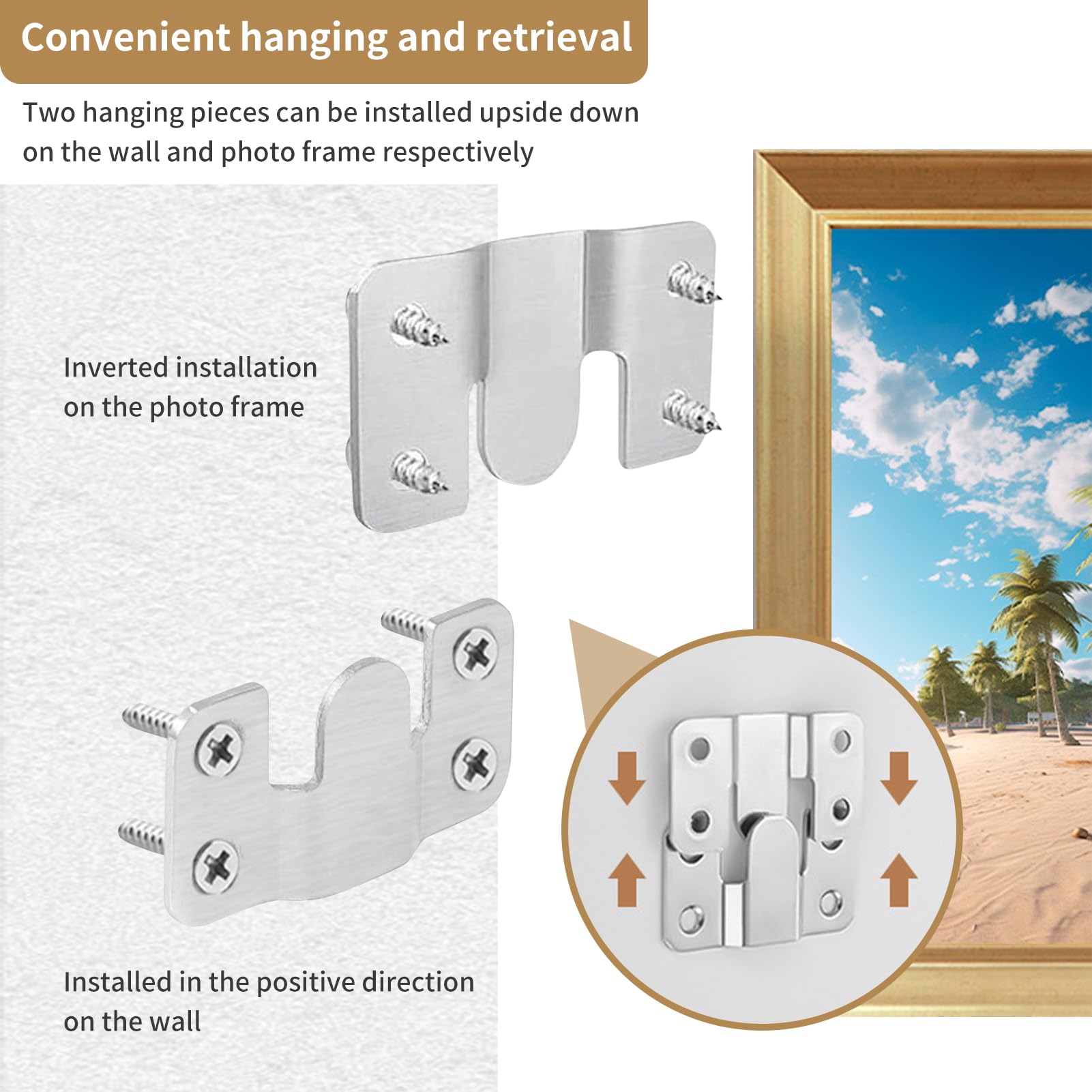 4Pcs Headboard Wall Fixings Brackets, Flush Concealed Mount Bracket, Stainless Steel Heavy Duty Picture Hanging - Image 4