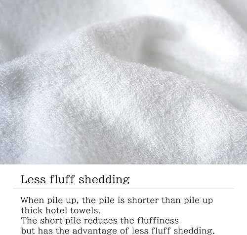 Miniatura 3 de Imabari Towel Toalla de mano natural certificada, 10 hojas, 100% algodón, fabricada en Japón, 12.5 x 36.6 pulgadas, color blanco, con manual en