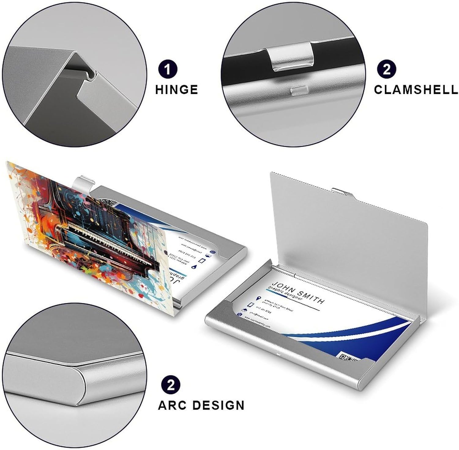 Metal Color Music Business Card Holder with Flip Cover image 4