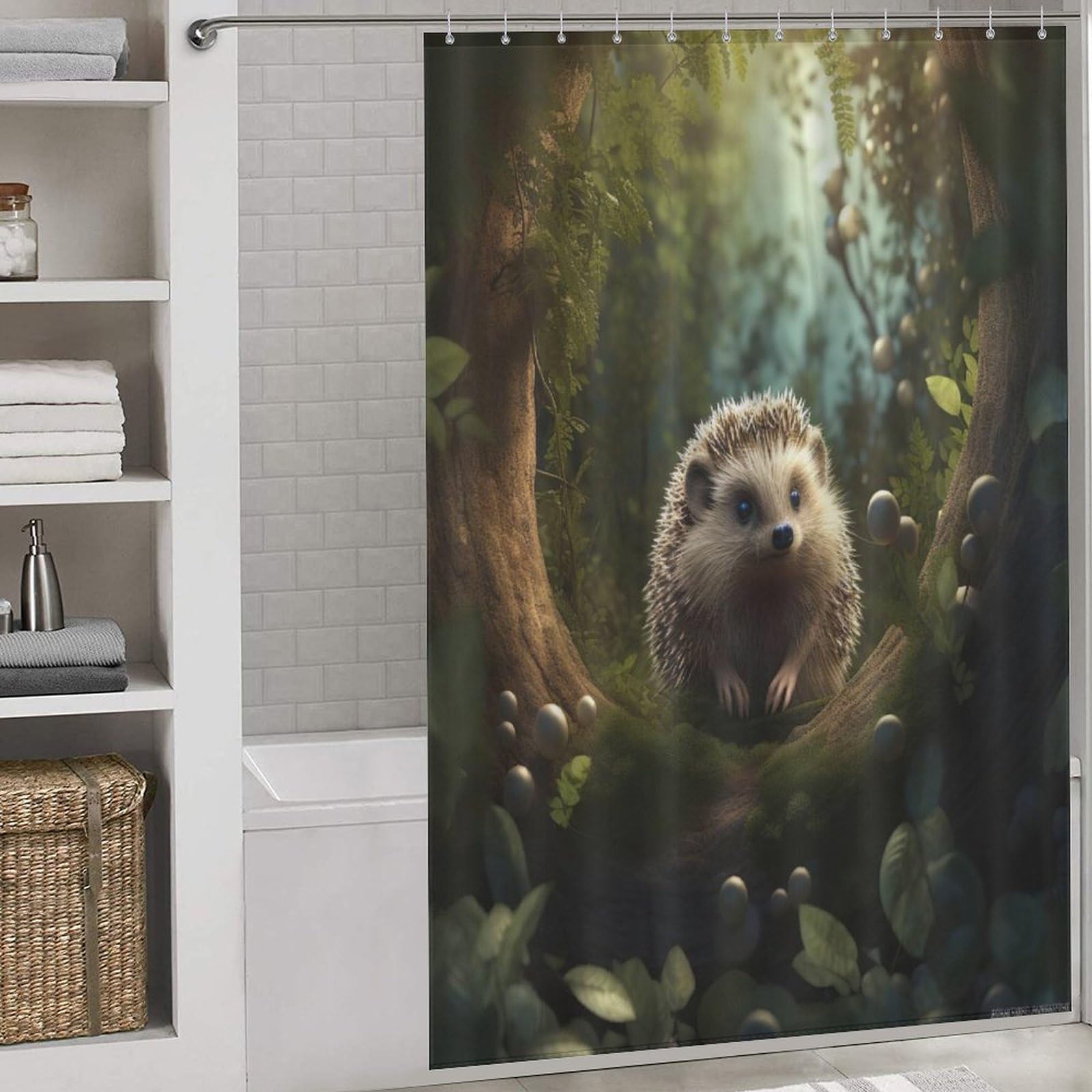 Rideau de douche hérisson imperméable 152x183 cm en polyester lavable