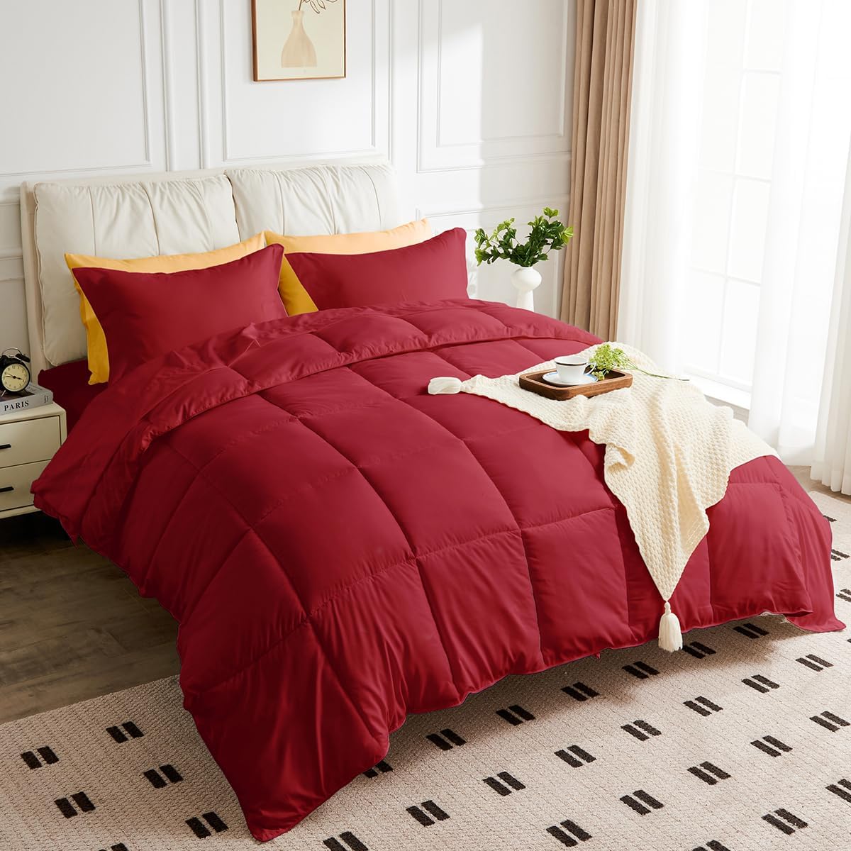JOKOLO Queen Size Comforter Set 3 Pieces, 1 Reversible