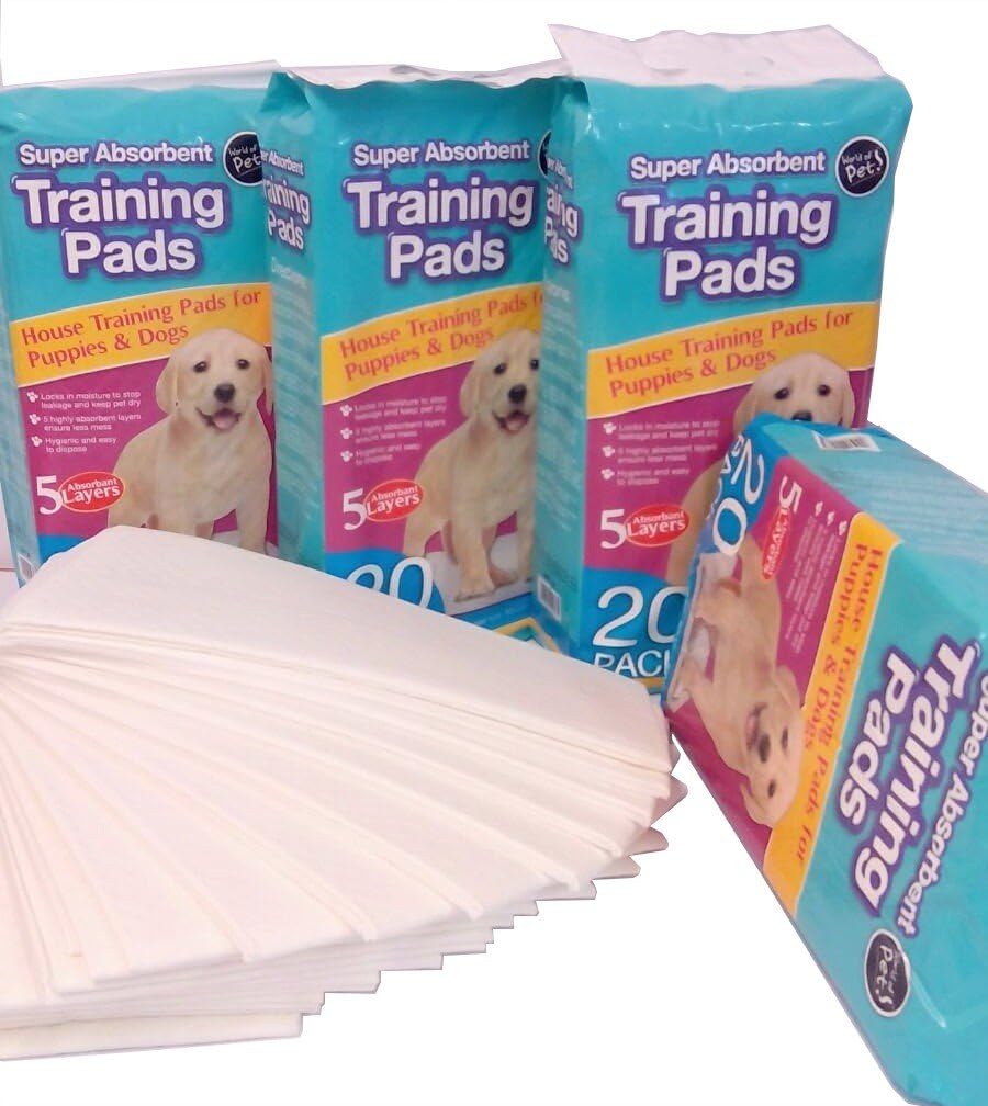 World of petsPack of 100 Super Absorbent Premium Puppy Dog Training Pads 60 x 45cm