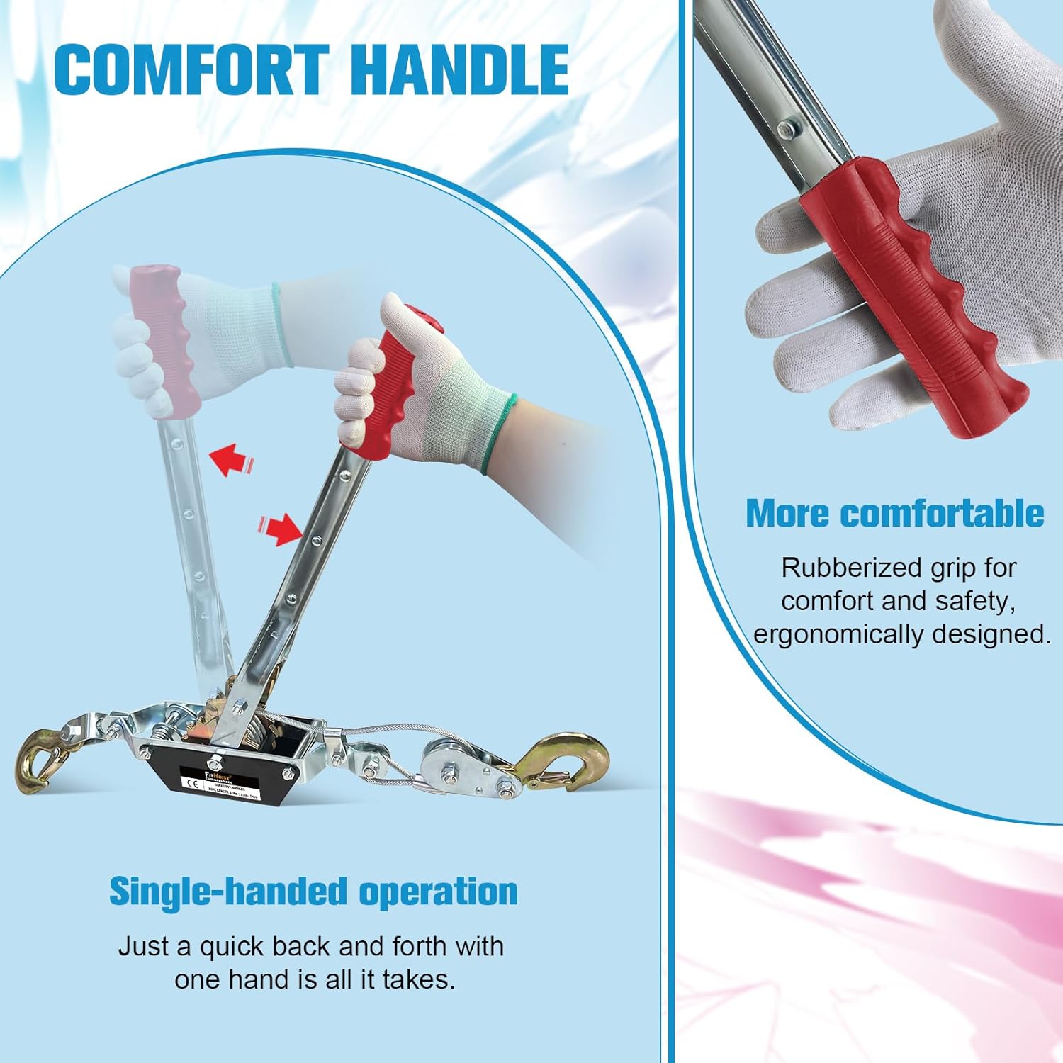 2トン Come Along ウィンチ 高耐久 11フィート スチールケーブル ケーブルプラー 1インチx8フィート リフティングス