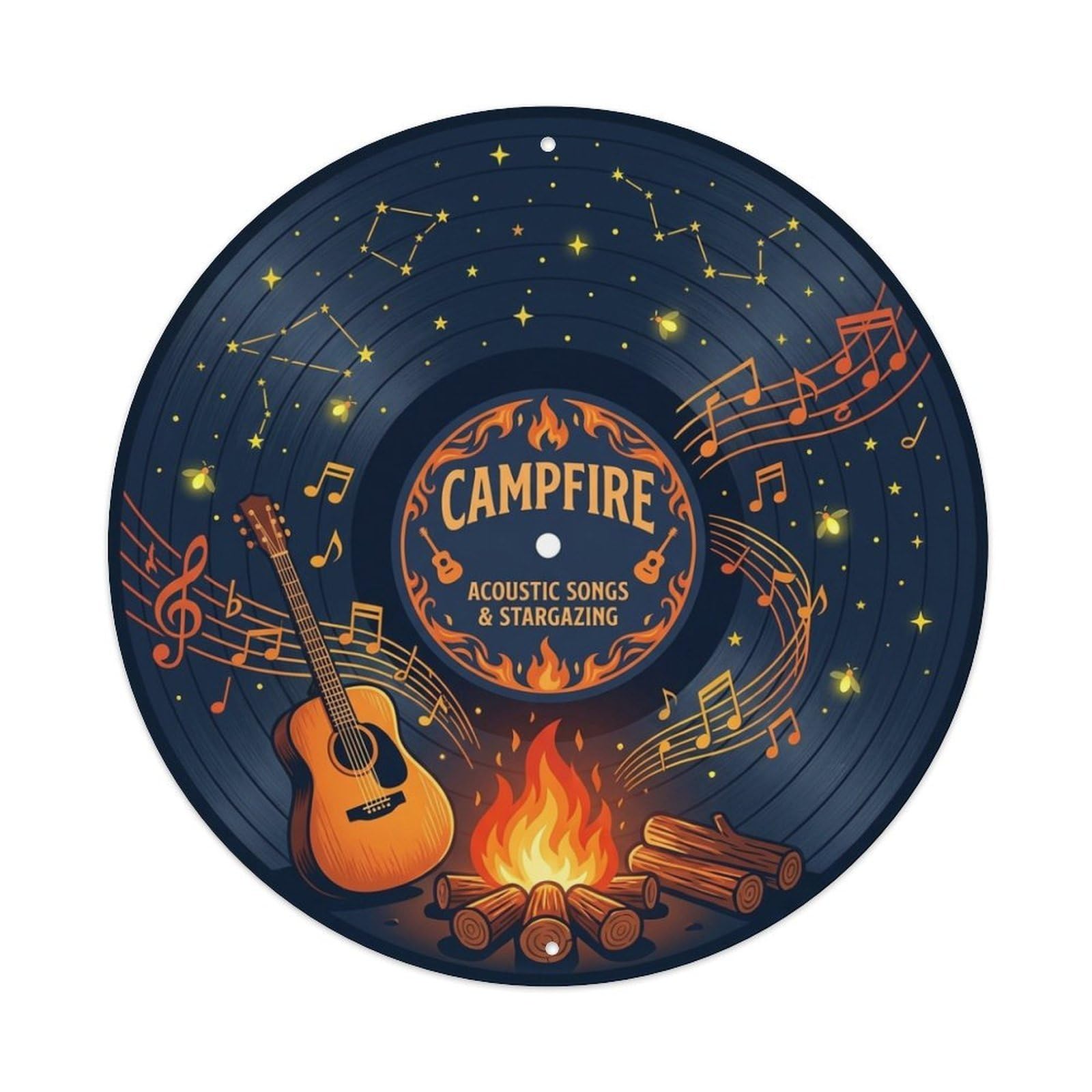 Campfire Night Vinyl Records Country Music Cover Metal Tin Sign